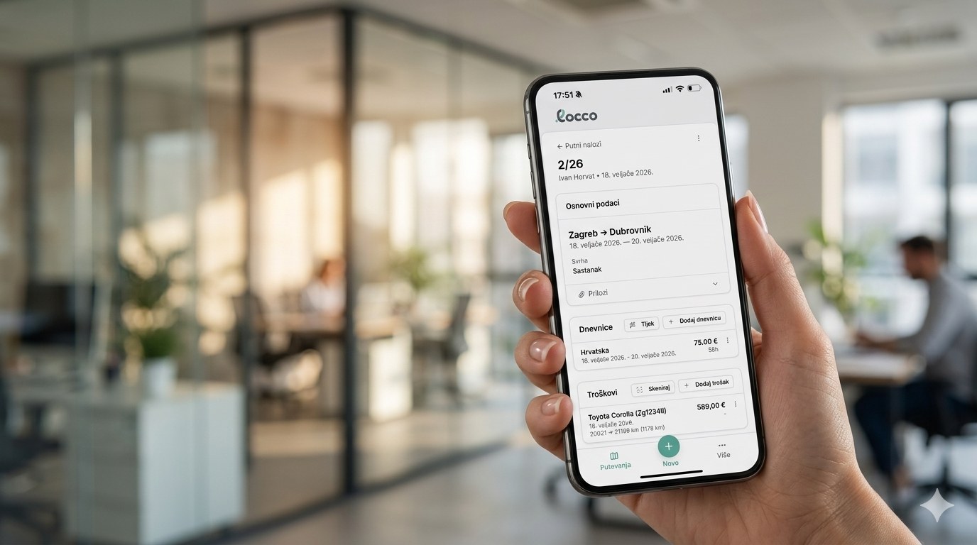 Digitalizacija putnih troškova — locco sučelje na mobilnom uređaju za predaju putnog naloga